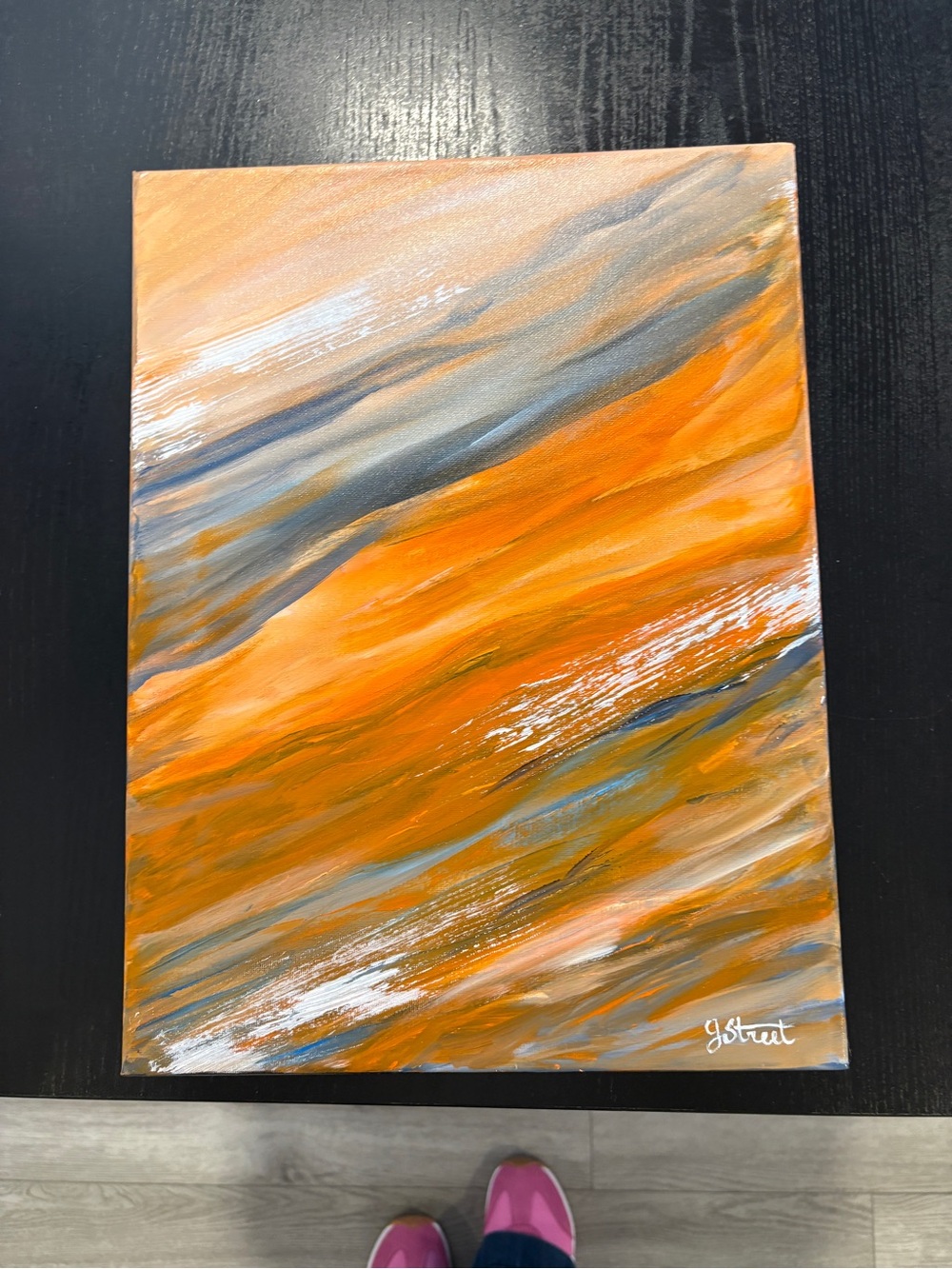 NEWAbstract Orange and Gray Canvas Art